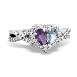 Amethyst Diamond Twist 'One Heart' 14K White Gold ring R2640HRT