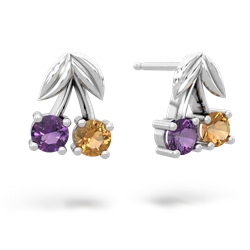 Amethyst Sweet Cherries 14K White Gold earrings E7001