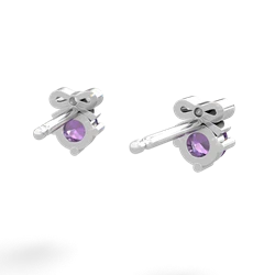 Amethyst Diamond Bows 14K White Gold earrings E7002