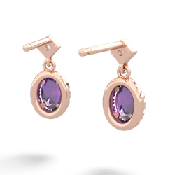Amethyst Antique-Style Halo 14K Rose Gold earrings E5720