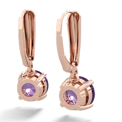 Amethyst 8Mm Round Lever Back 14K Rose Gold earrings E2788