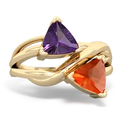 Amethyst Split Band Swirl 14K Yellow Gold ring R2341