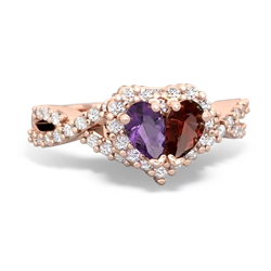 Amethyst Diamond Twist 'One Heart' 14K Rose Gold ring R2640HRT