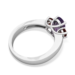 Amethyst Three Stone Oval Trellis 14K White Gold ring R4024