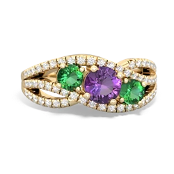 Amethyst Three Stone Aurora 14K Yellow Gold ring R3080