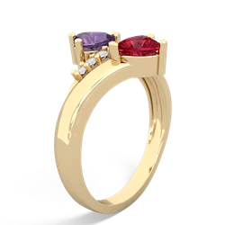 Amethyst Heart To Heart 14K Yellow Gold ring R2064