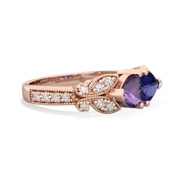 Amethyst Diamond Butterflies 14K Rose Gold ring R5601