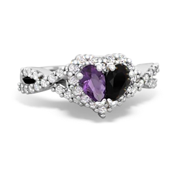 Amethyst Diamond Twist 'One Heart' 14K White Gold ring R2640HRT