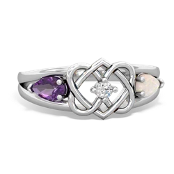 Amethyst Hearts Intertwined 14K White Gold ring R5880