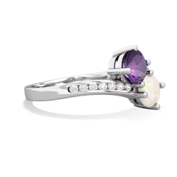 Amethyst Channel Set Two Stone 14K White Gold ring R5303