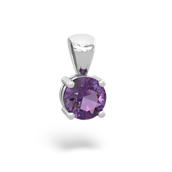 Amethyst 6Mm Round Solitaire 14K White Gold pendant P1786