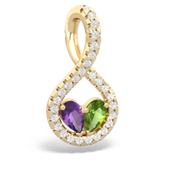 Amethyst Pave Twist 'One Heart' 14K Yellow Gold pendant P5360