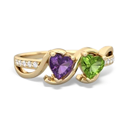Amethyst Side By Side 14K Yellow Gold ring R3090