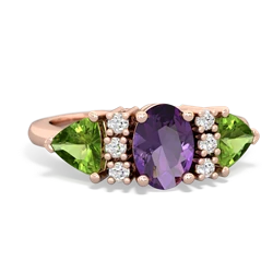 Amethyst Antique Style Three Stone 14K Rose Gold ring R2186