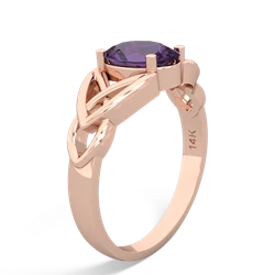 Amethyst Celtic Trinity Knot 14K Rose Gold ring R2389