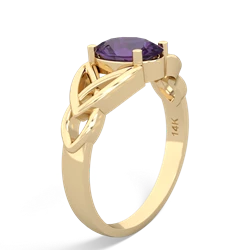 Amethyst Celtic Trinity Knot 14K Yellow Gold ring R2389