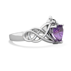 Amethyst Claddagh Celtic Knot 14K White Gold ring R2367