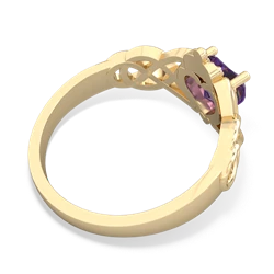 Amethyst Claddagh Celtic Knot 14K Yellow Gold ring R2367