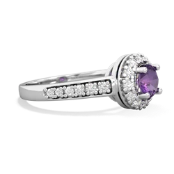 Amethyst Diamond Halo 14K White Gold ring R5370