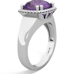 Amethyst Halo Cocktail 14K White Gold ring R2544