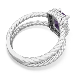 Amethyst Rope Split Band 14K White Gold ring R2628