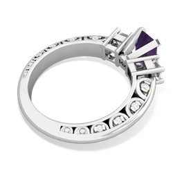 Amethyst Art Deco Diamond 7X5 Emerald-Cut Engagement 14K White Gold ring R20017EM