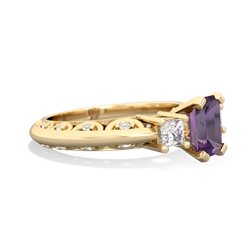 Amethyst Art Deco Diamond 7X5 Emerald-Cut Engagement 14K Yellow Gold ring R20017EM