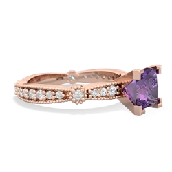 Amethyst Sparkling Tiara 6Mm Princess 14K Rose Gold ring R26296SQ