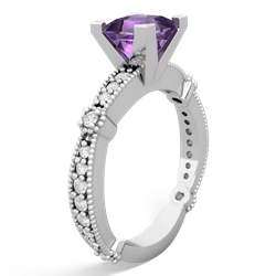 Amethyst Sparkling Tiara 6Mm Princess 14K White Gold ring R26296SQ