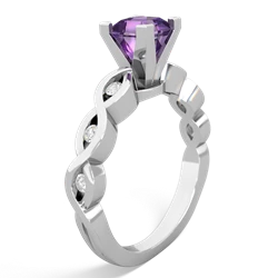 Amethyst Infinity 5Mm Square Engagement 14K White Gold ring R26315SQ