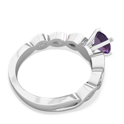 Amethyst Infinity 6Mm Round Engagement 14K White Gold ring R26316RD