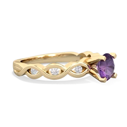 Amethyst Infinity 6Mm Round Engagement 14K Yellow Gold ring R26316RD