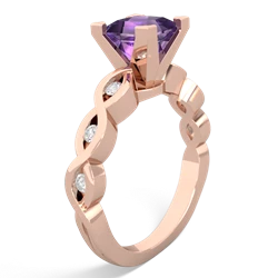 Amethyst Infinity 6Mm Princess Engagement 14K Rose Gold ring R26316SQ