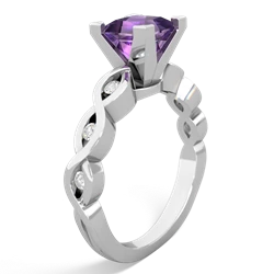 Amethyst Infinity 6Mm Princess Engagement 14K White Gold ring R26316SQ