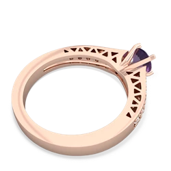 Amethyst Art Deco Engagement 5Mm Round 14K Rose Gold ring R26355RD