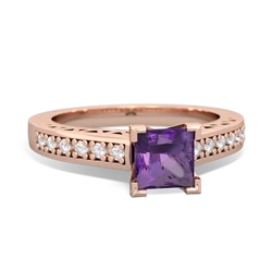 Amethyst Art Deco Engagement 5Mm Square 14K Rose Gold ring R26355SQ