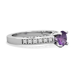 Amethyst Art Deco Engagement 6Mm Round 14K White Gold ring R26356RD