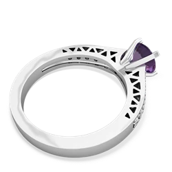 Amethyst Art Deco Engagement 6Mm Round 14K White Gold ring R26356RD