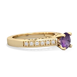Amethyst Art Deco Engagement 6Mm Round 14K Yellow Gold ring R26356RD