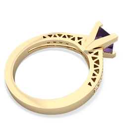 Amethyst Art Deco Engagement 6Mm Princess 14K Yellow Gold ring R26356SQ
