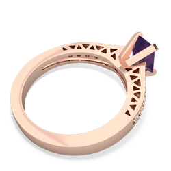 Amethyst Art Deco Engagement 7X5mm Emerald-Cut 14K Rose Gold ring R26357EM