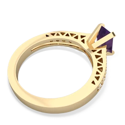 Amethyst Art Deco Engagement 7X5mm Emerald-Cut 14K Yellow Gold ring R26357EM