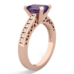 Amethyst Art Deco Engagement 8X6mm Emerald-Cut 14K Rose Gold ring R26358EM