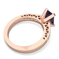 Amethyst Art Deco Engagement 8X6mm Emerald-Cut 14K Rose Gold ring R26358EM