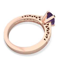 Amethyst Art Deco Engagement 8X6mm Oval 14K Rose Gold ring R26358VL