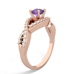 Amethyst Diamond Twist 5Mm Round Engagment  14K Rose Gold ring R26405RD