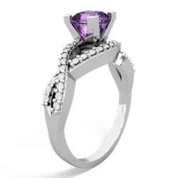 Amethyst Diamond Twist 5Mm Square Engagment  14K White Gold ring R26405SQ