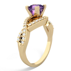 Amethyst Diamond Twist 5Mm Square Engagment  14K Yellow Gold ring R26405SQ