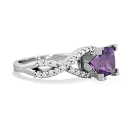 Amethyst Diamond Twist 6Mm Princess Engagment  14K White Gold ring R26406SQ