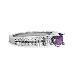 Amethyst Classic 5Mm Round Engagement 14K White Gold ring R26435RD
